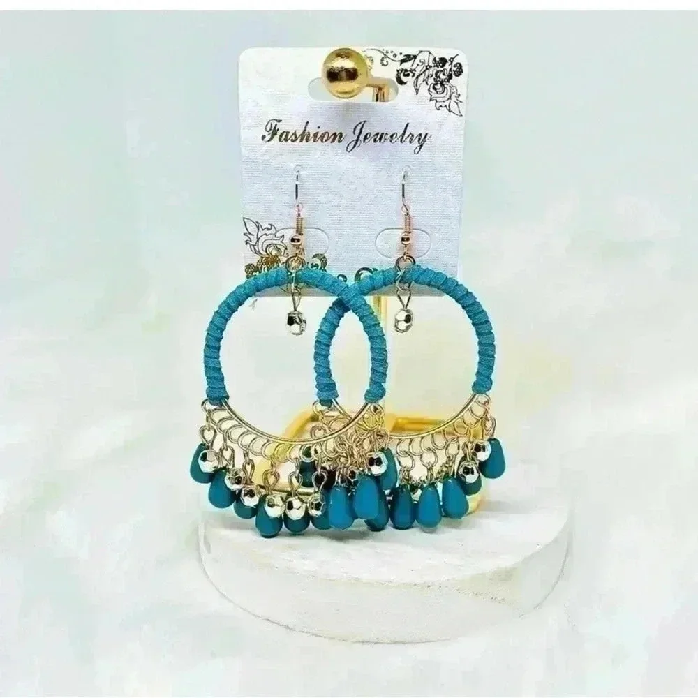 Weave Tassel Drop Earrings Duo